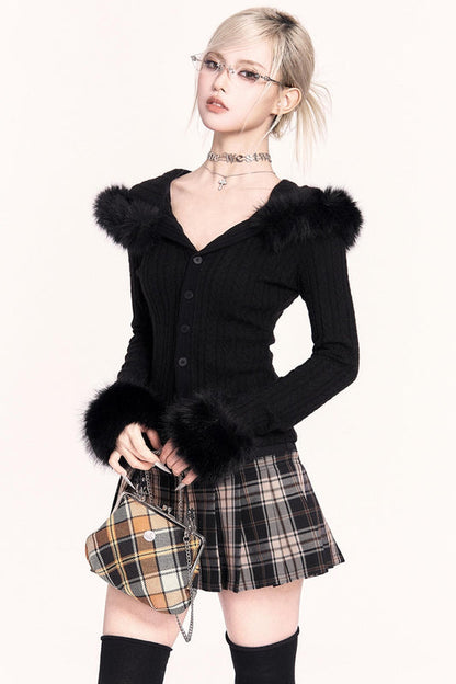 Fur Collar Hoodie Top