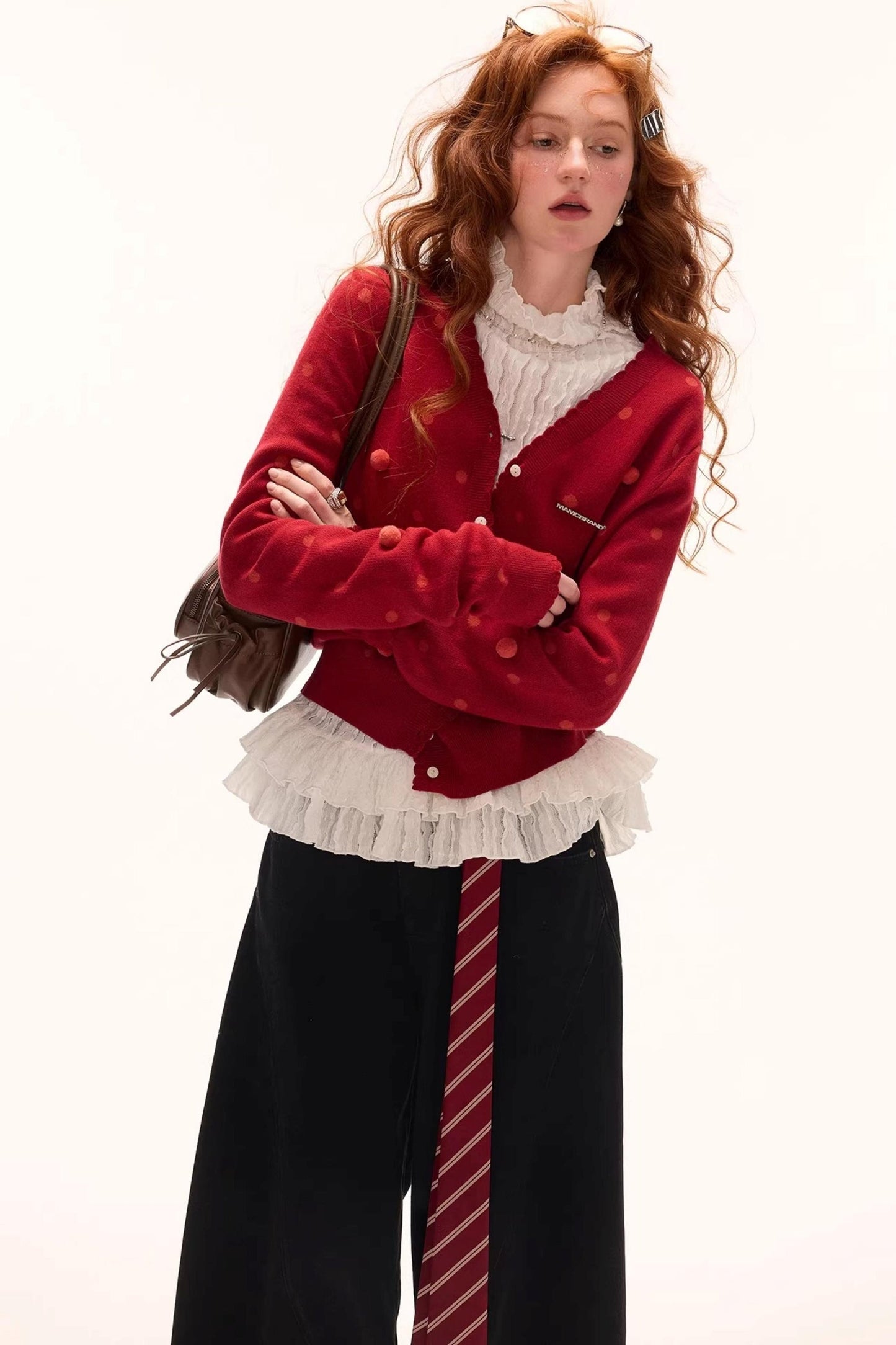 Dot Asymmetrical Cardigan