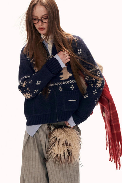 スノーフレークラビットニットカーディガン