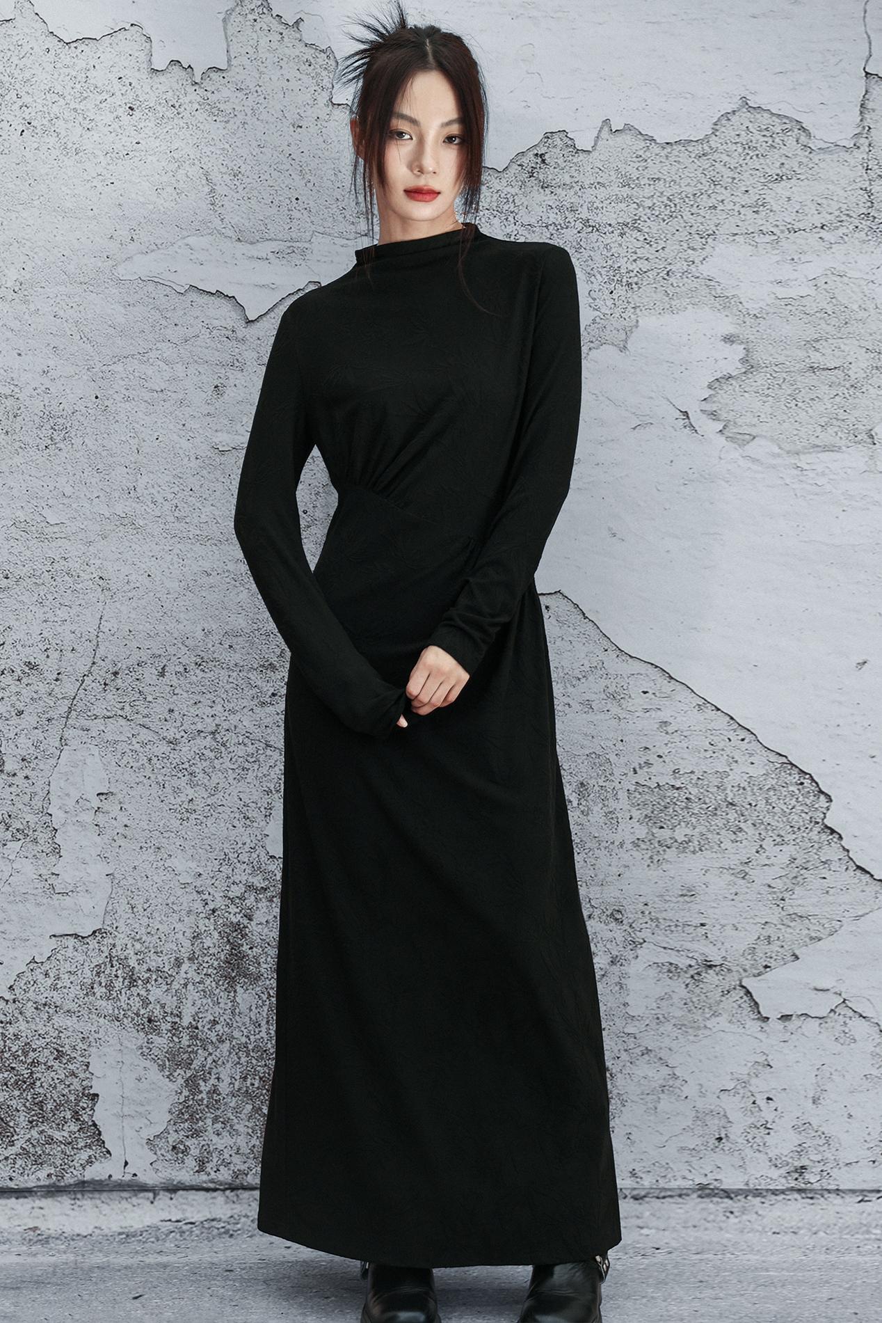 ブラックニットモードドレス