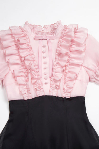 Klassisches Prinzessinnen-Langkleid + Schleifenaccessoire mit Strasssteinen