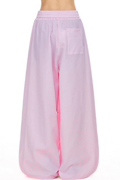 Retro Little Check Wide Leg Pants