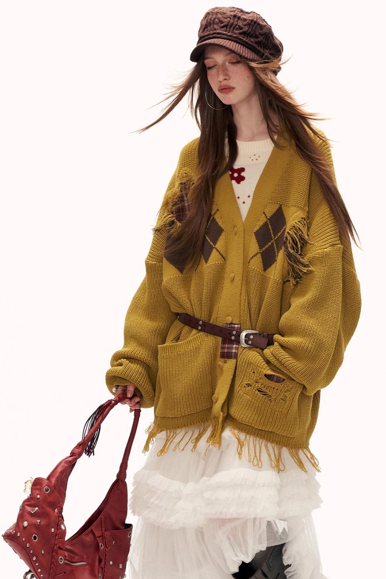 Patchwork Tassel Knit