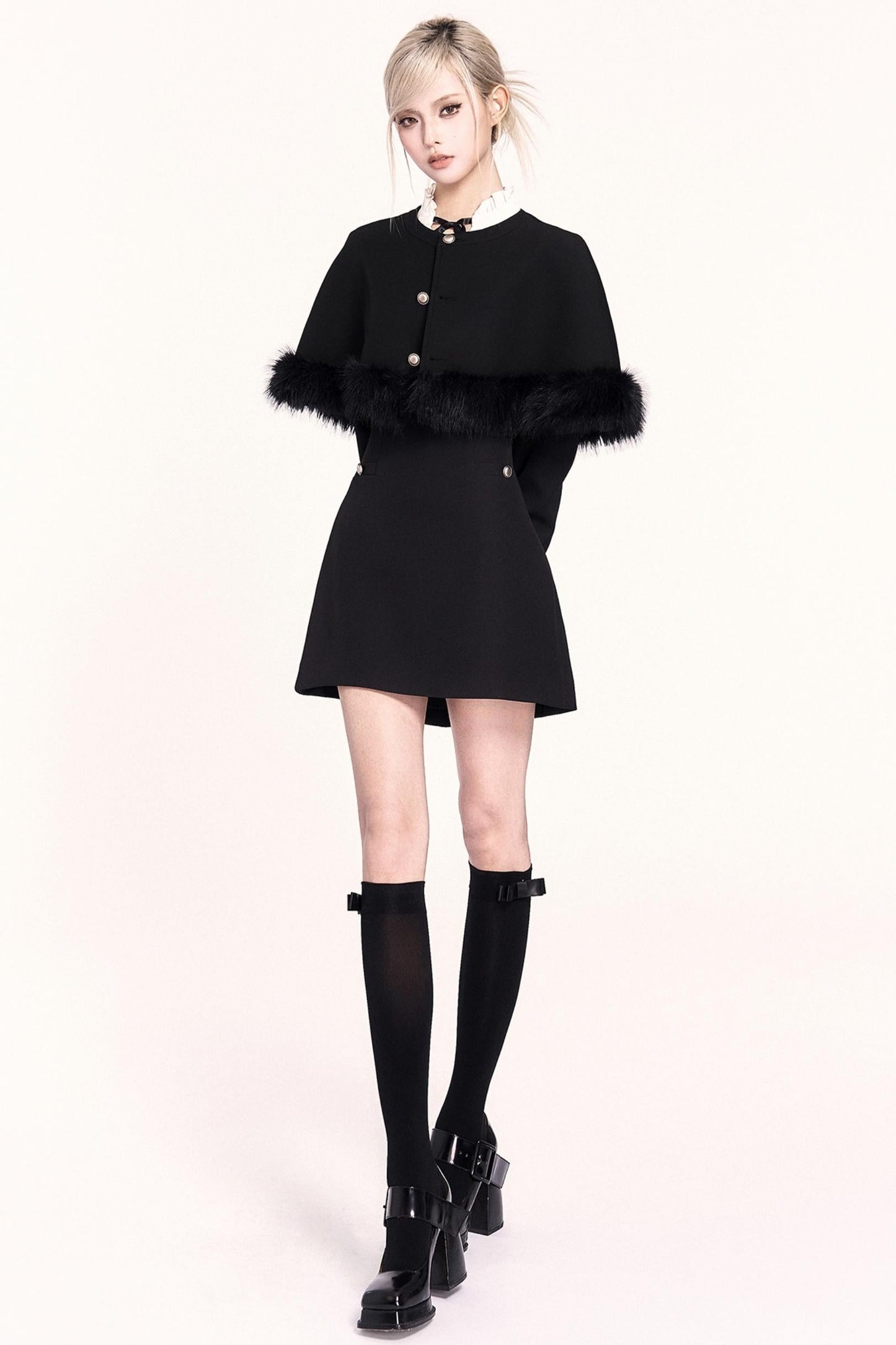 シックモードドレス+ファーケープ　