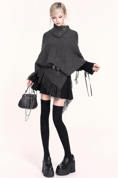 アシンメトリーケープスタイルセーター