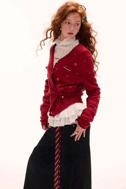 Dot Asymmetrical Cardigan