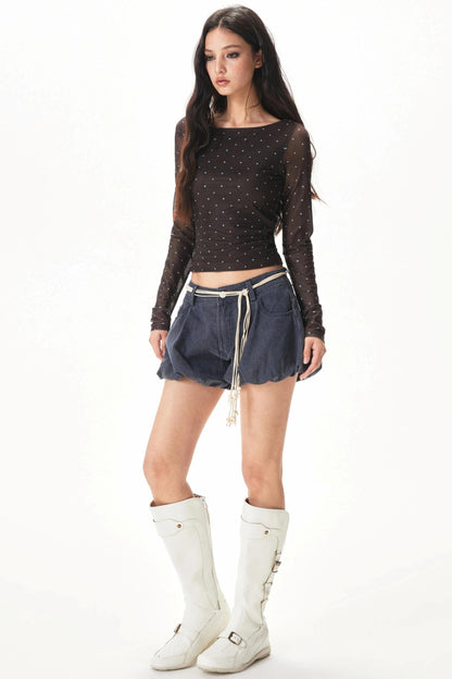 Retro Floral Denim Shorts