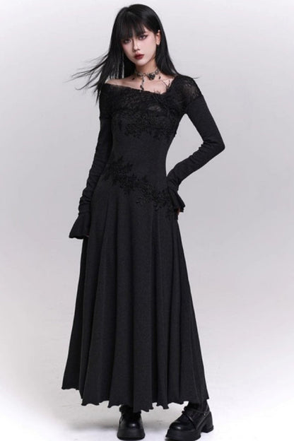 Gray Off-the-shoulder Knit Dress