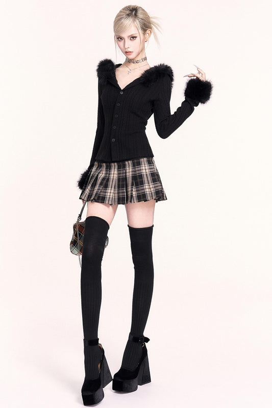 Fur Collar Hoodie Top