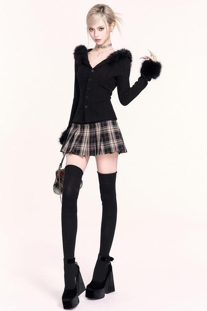 Fur Collar Hoodie Top