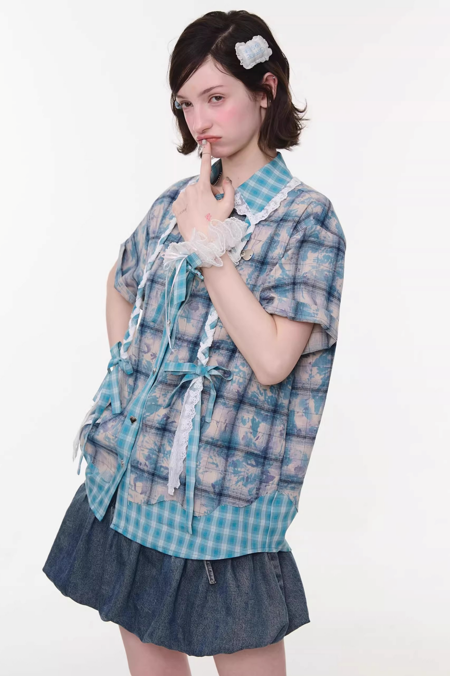 Camicia ampia a quadri Y2K