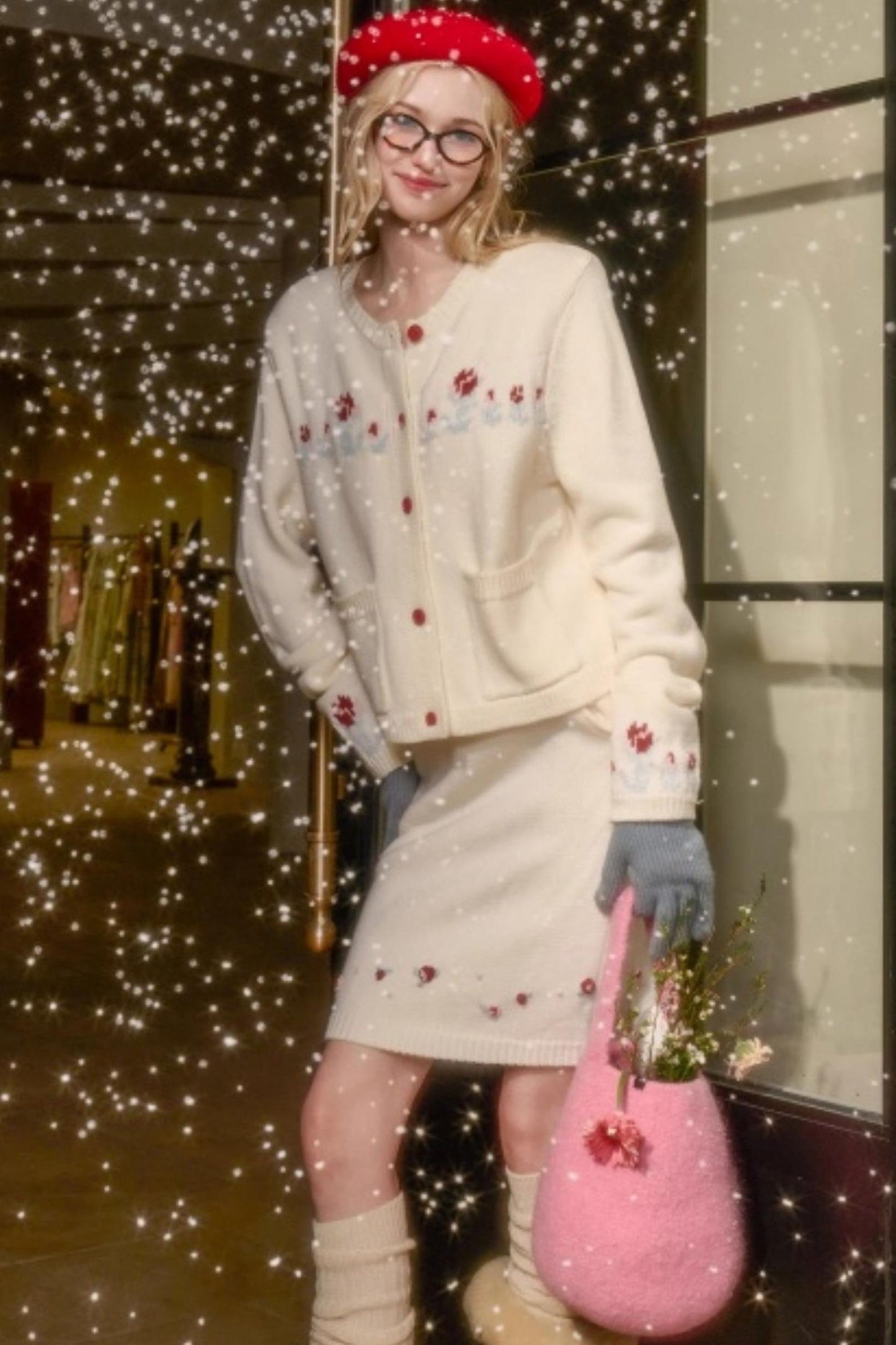 スイートベリーニットトップス+タイトスカート