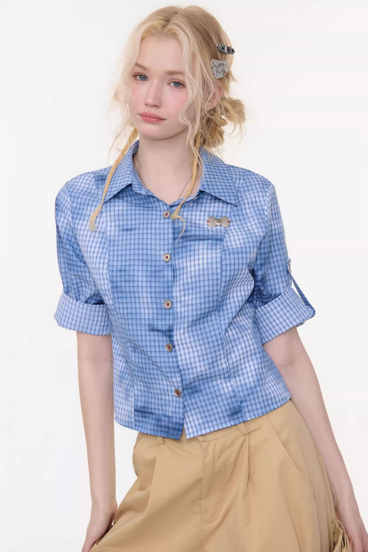 格纹墨水渐变上衣