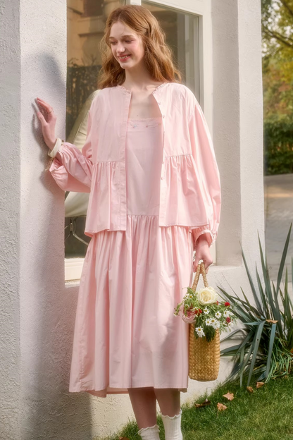 ベビーピンクスイートドレス+シャツ