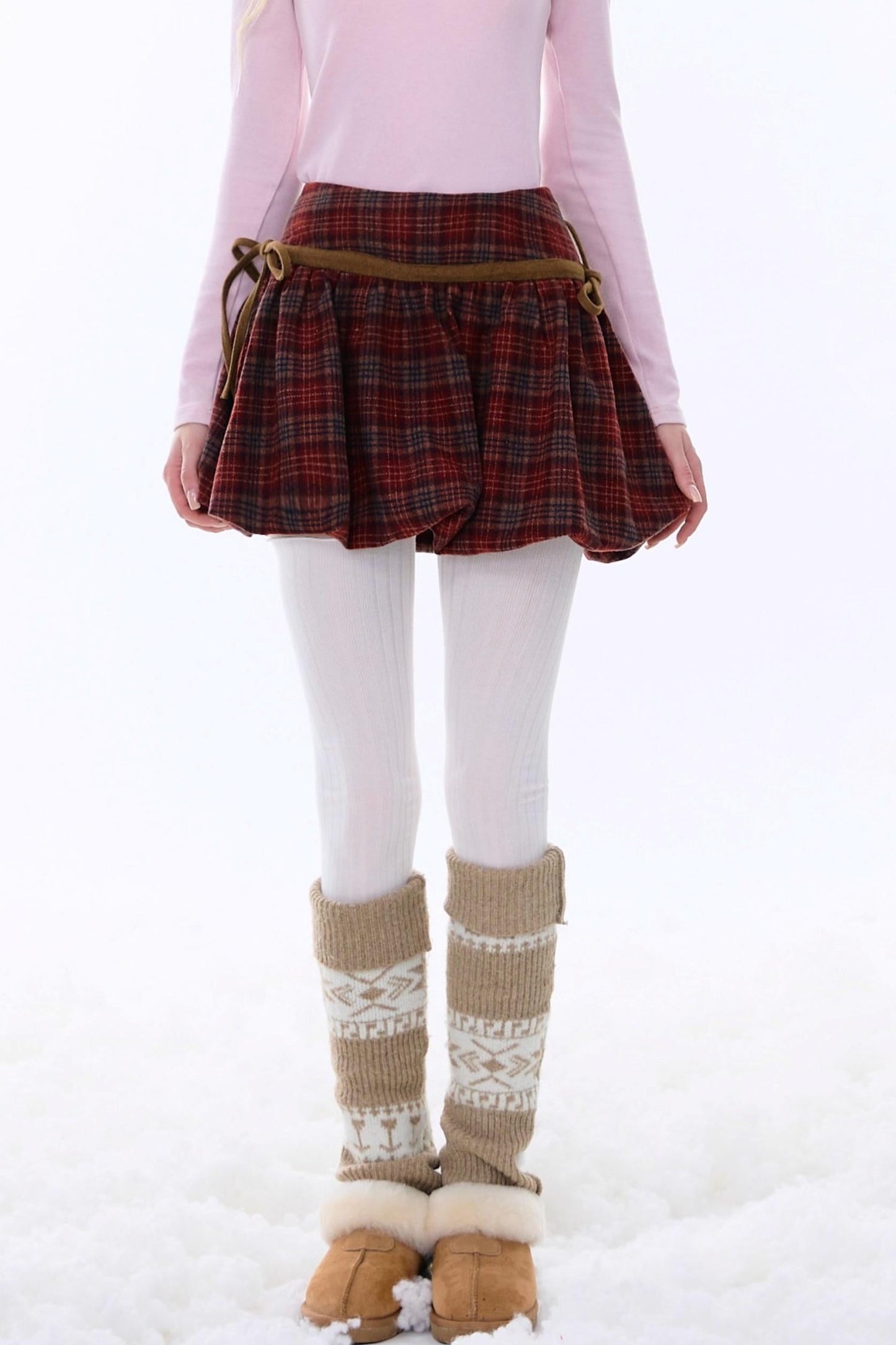 Retro Plaid Drawstring Skirt