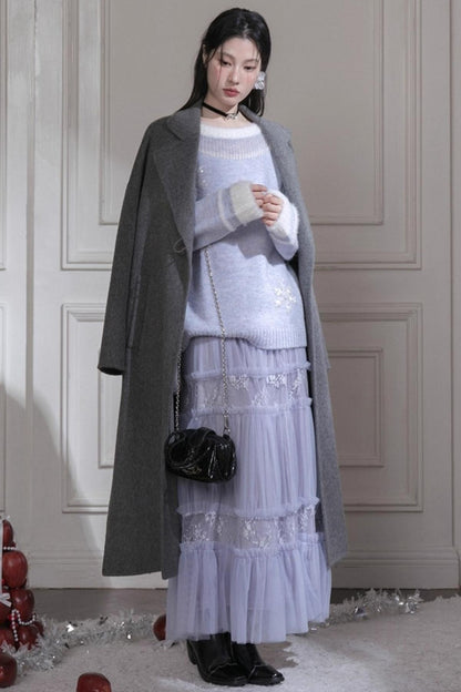 ダブルメッシュレースロングスカート