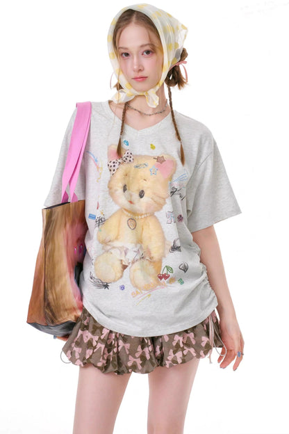 Top con scollo a V orsetti gommosi
