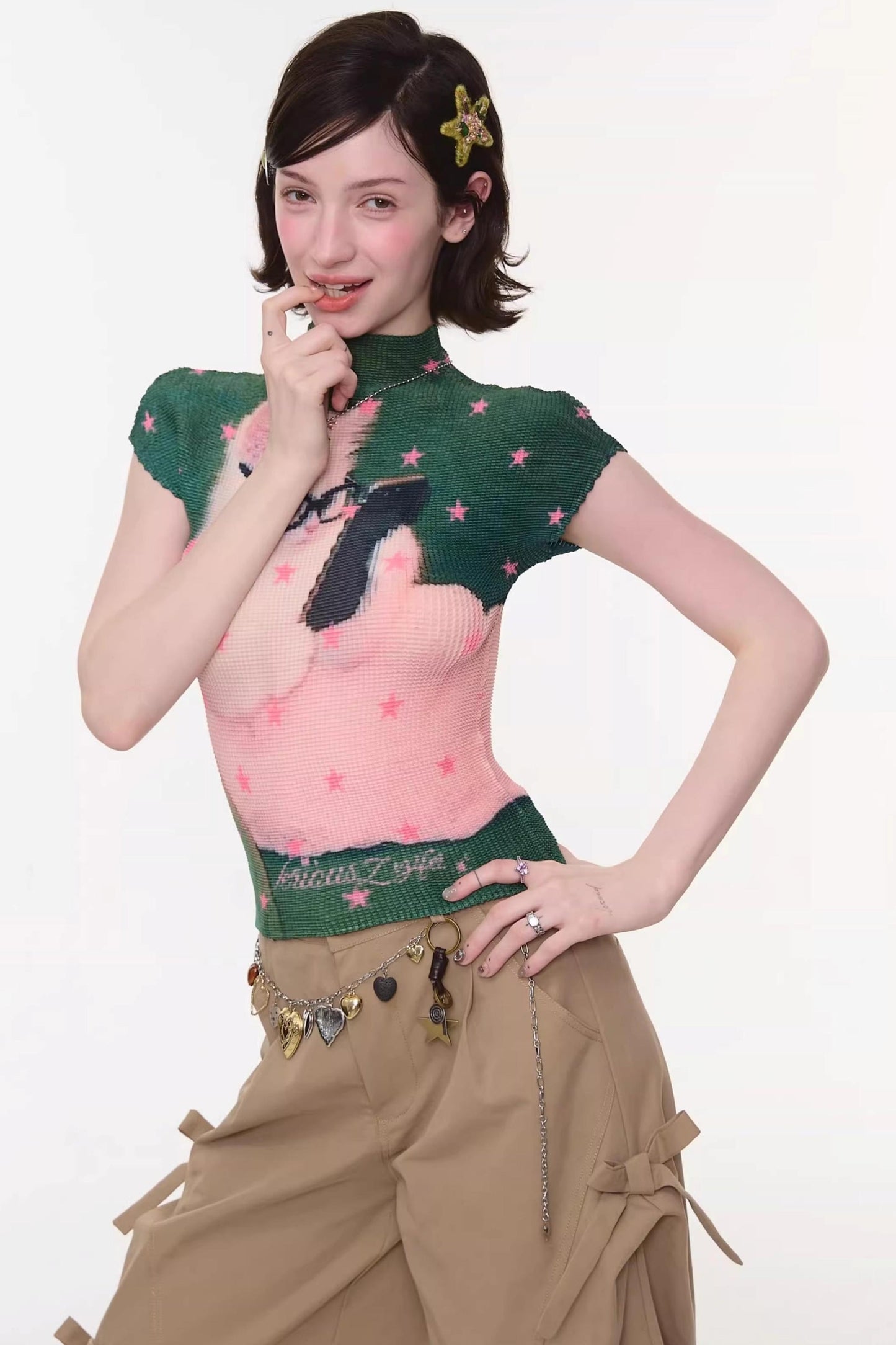 Sweet Cat Print Top