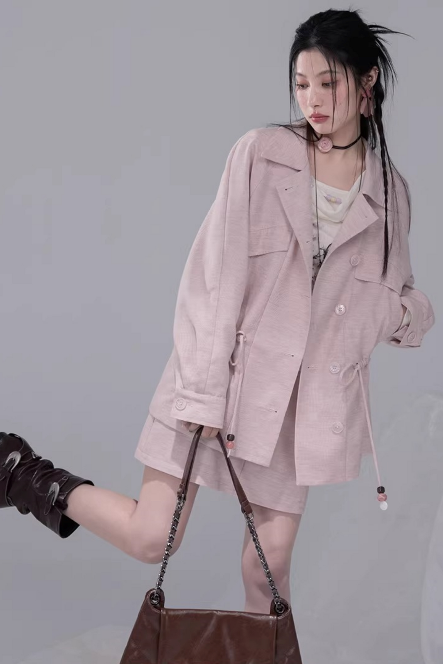 パウダーカラージャケット+スカート