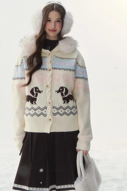 レトロフェアアイルダックスセーターカーディガン