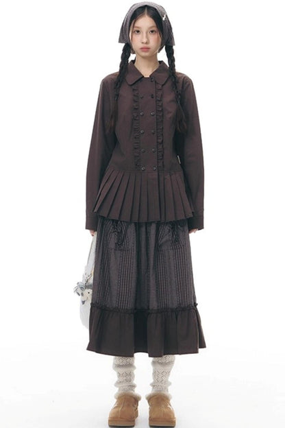 ラッフルダブルブレスタフリルトップス