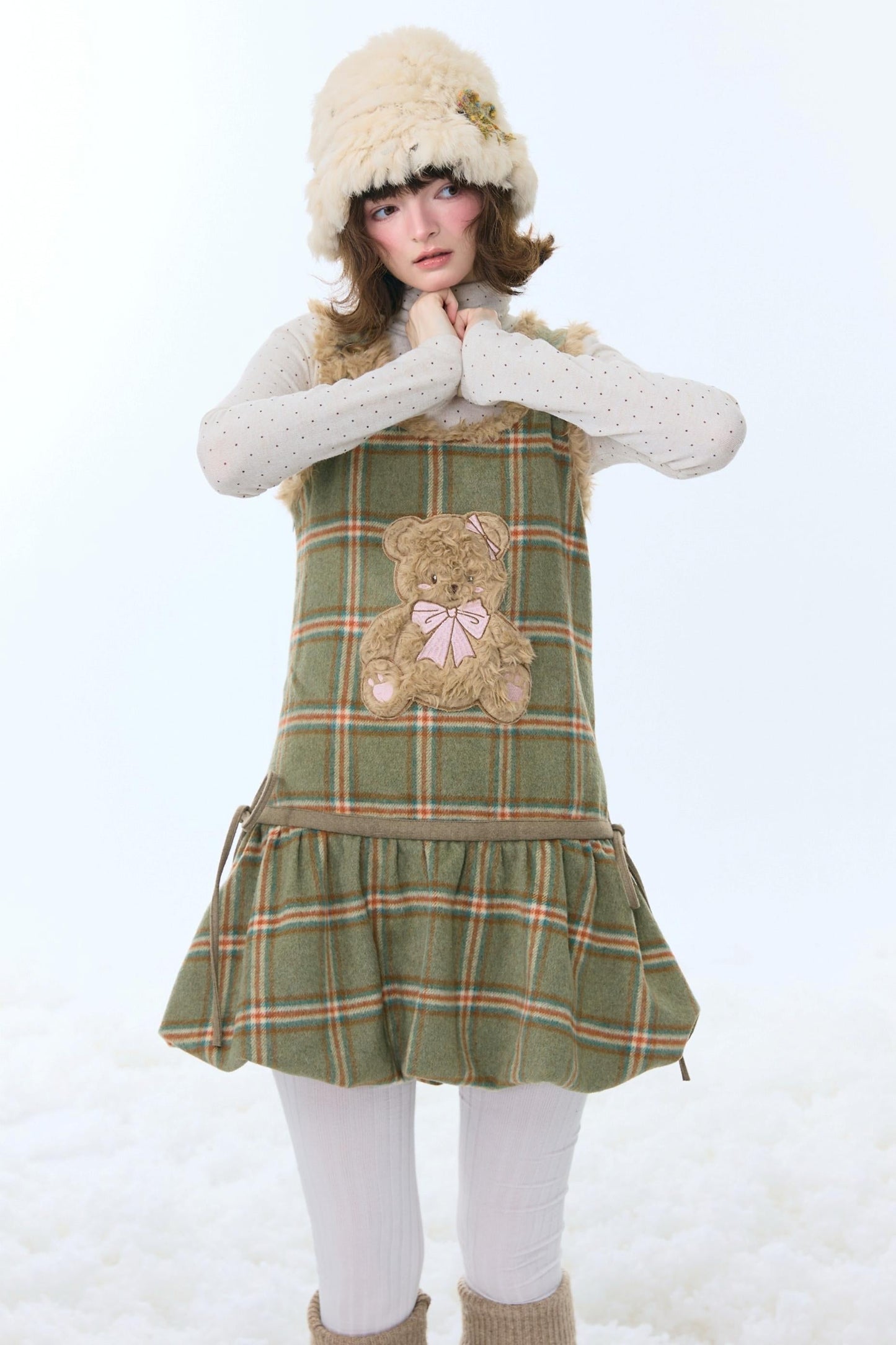 Forest Plaid Teddy Dress