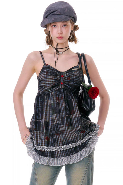Retro Plaid Lace Top