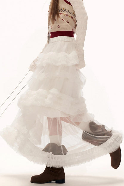 メッシュアシンメトリカルクラウドスカート