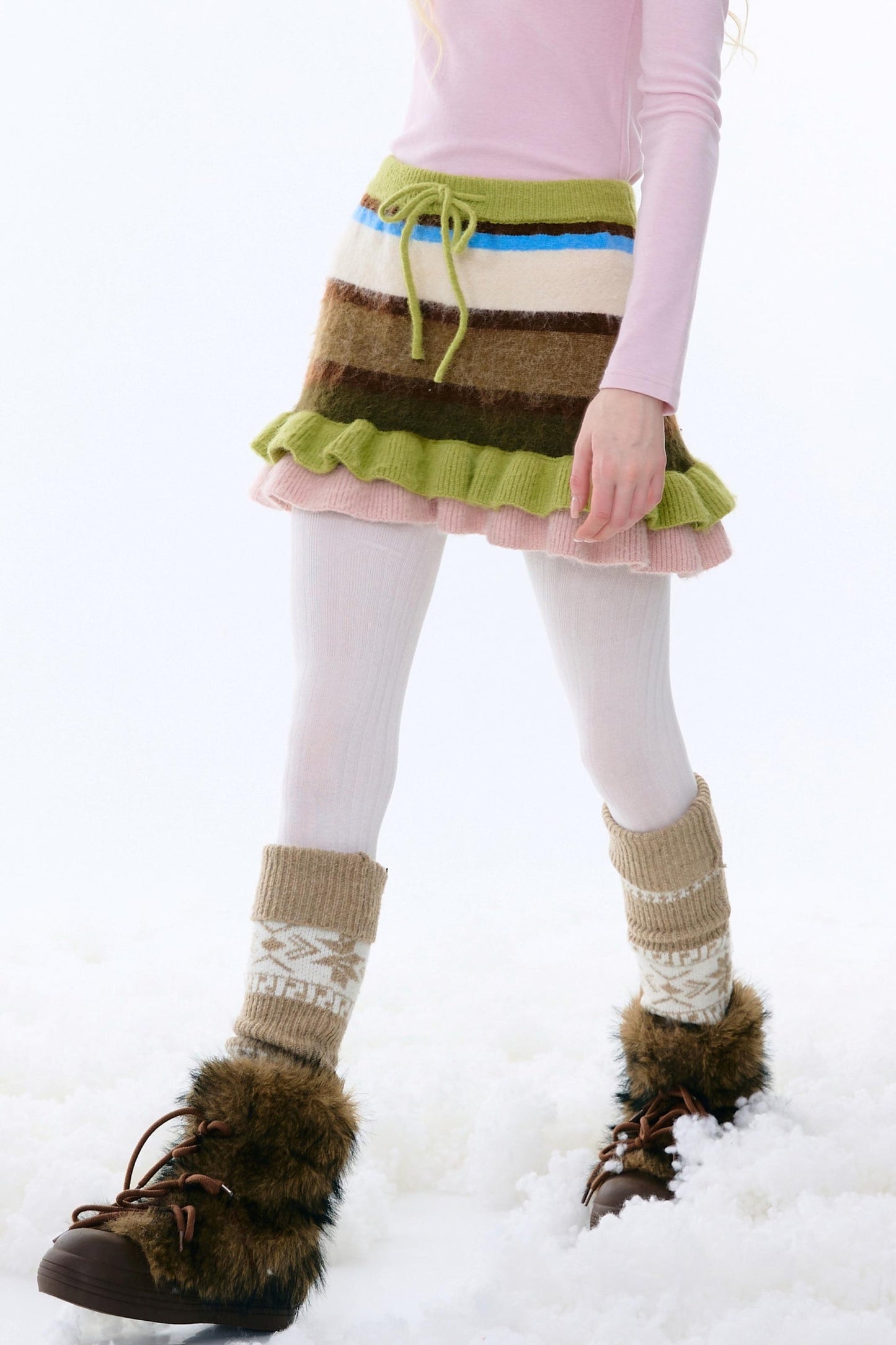 Retro Stripe Knit Skirt