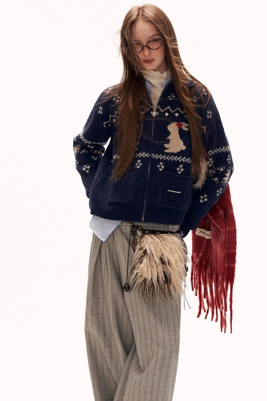 スノーフレークラビットニットカーディガン