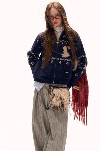 スノーフレークラビットニットカーディガン