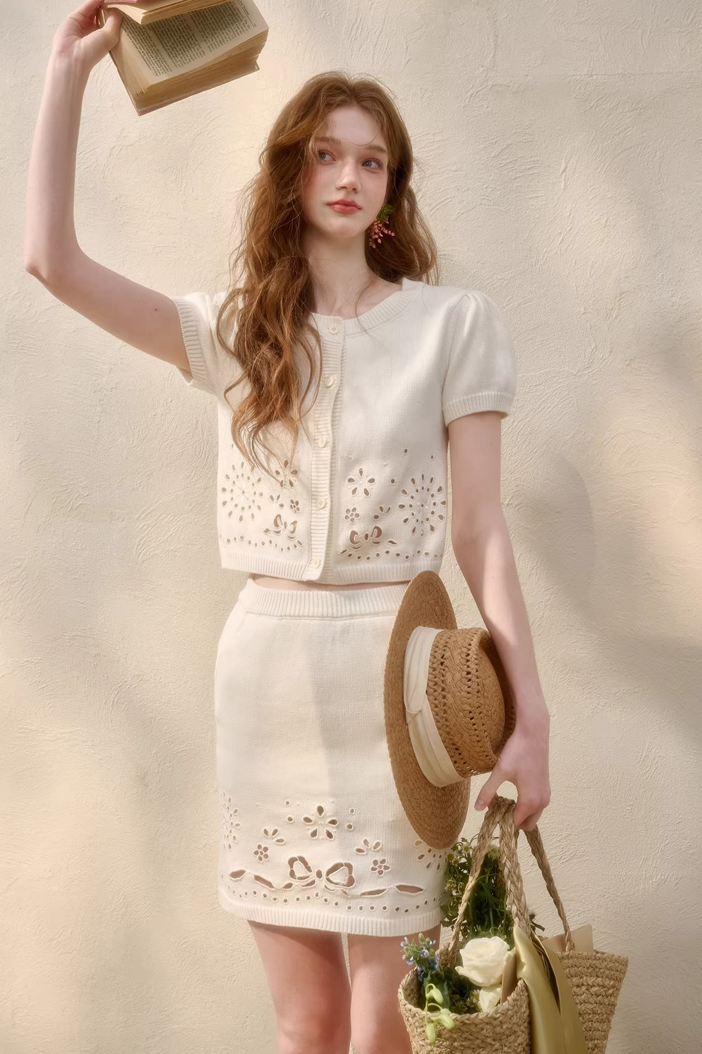 パフスリーブフレンチトップス＋スカート