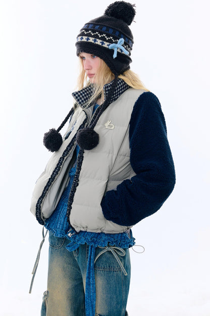 Star Print Color Block Coat