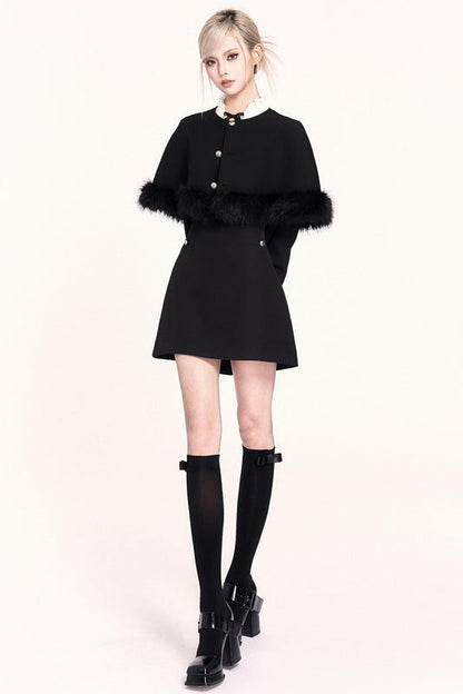 ツーピースウールラップドレスセットアップ　