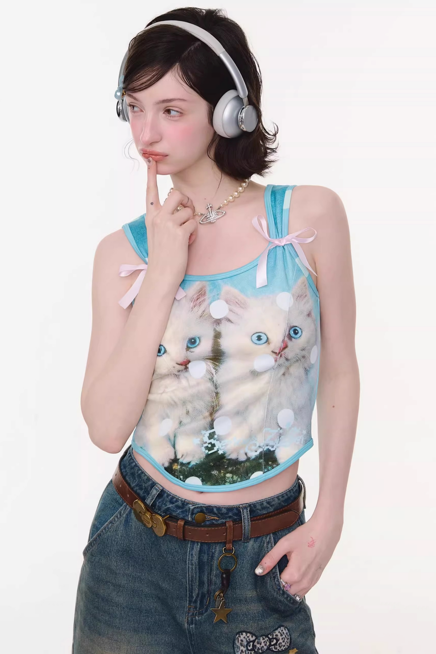 軟糖貓咪圓點上衣