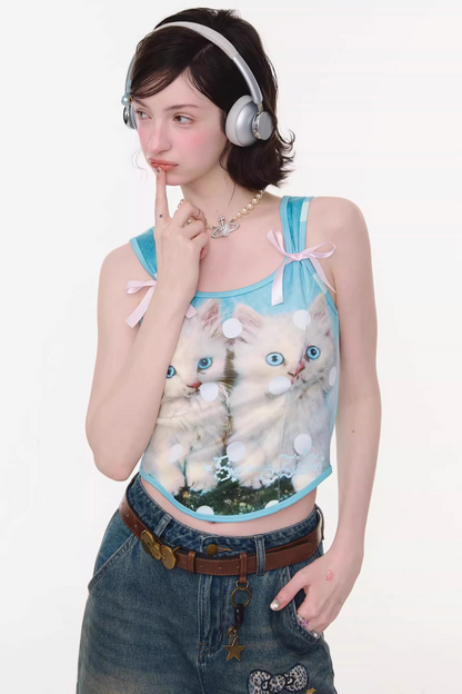 軟糖貓咪圓點上衣