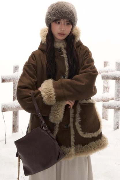 リバーシブルスエードファーコート