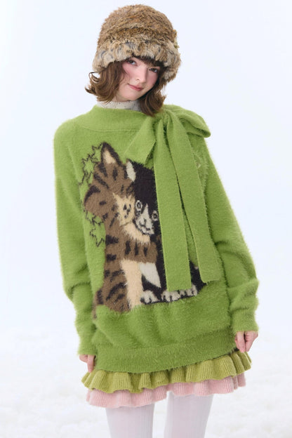 Retro Cat Pattern Sweater