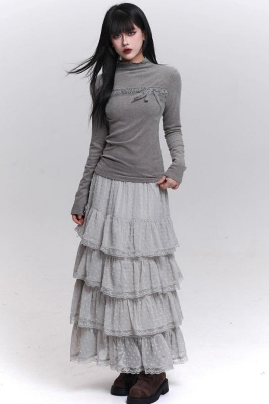 フェイデッドグレーリブドトップ