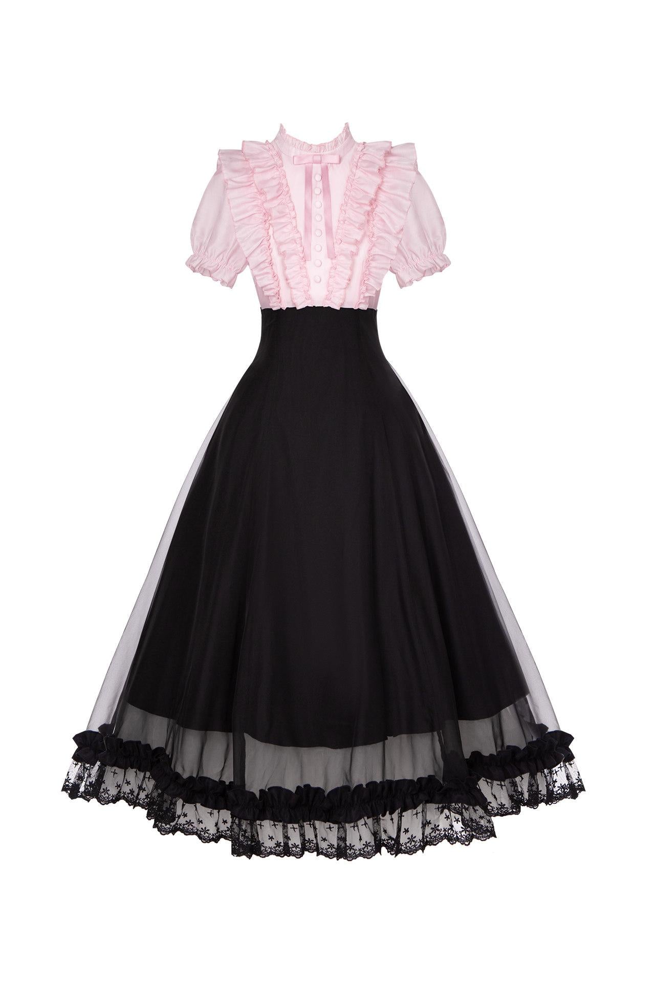 Klassisches Prinzessinnen-Langkleid + Schleifenaccessoire mit Strasssteinen