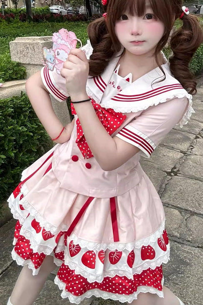 いちごと猫のセーラーセットアップ
