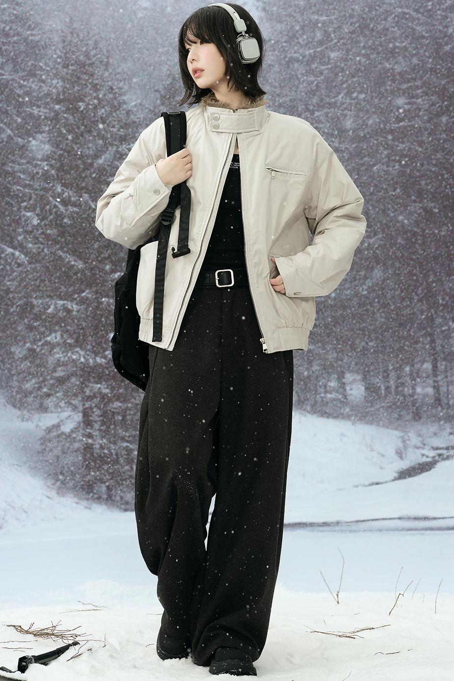 Solid color straight pants