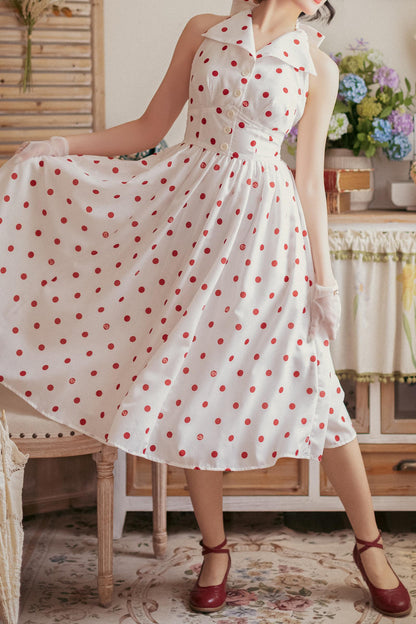 Retro Elegant Halter Neck French Flare Dress