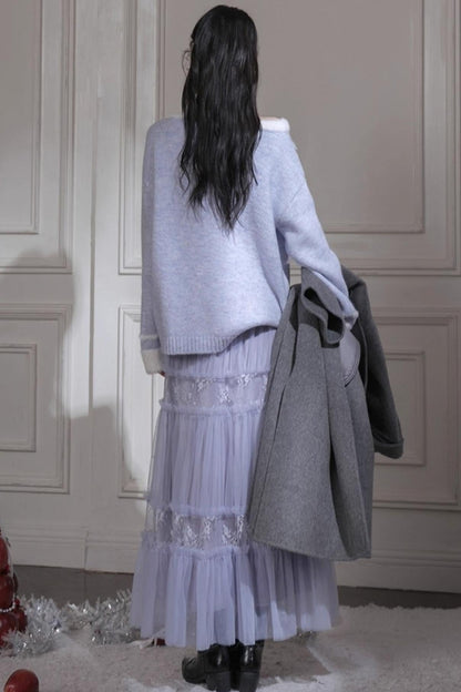 ダブルメッシュレースロングスカート