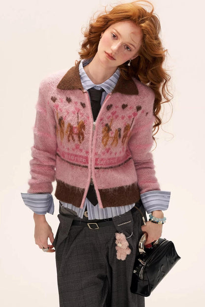 Pony Design Zip Sweater
