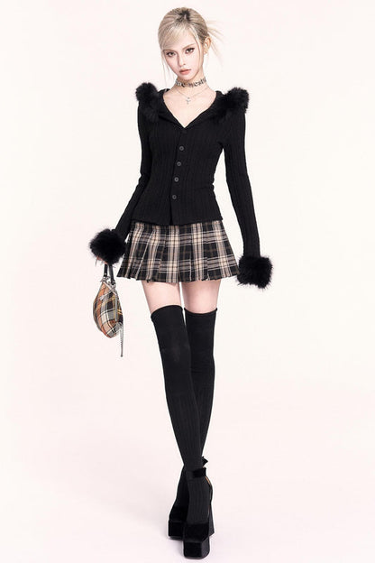 Fur Collar Hoodie Top