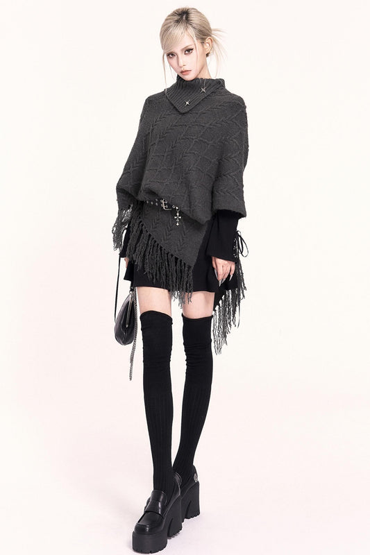 アシンメトリーケープスタイルセーター