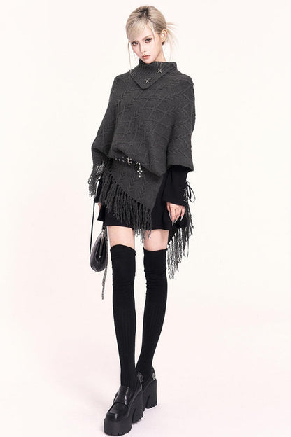 アシンメトリーケープスタイルセーター