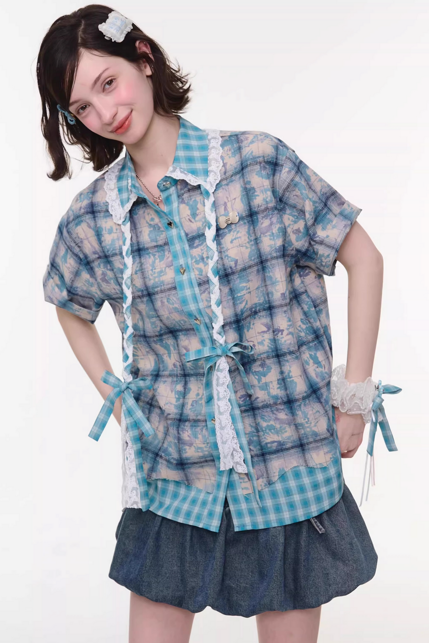 Camicia ampia a quadri Y2K