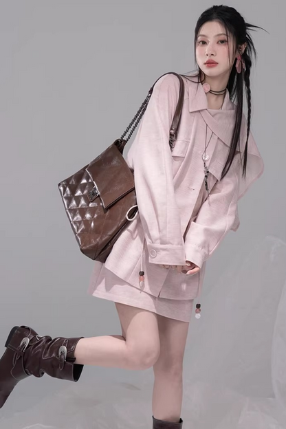 パウダーカラージャケット+スカート